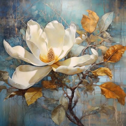 MAGNOLIA DAWN WALLART DECOR 24in X 24in WITH BLACK FRAME