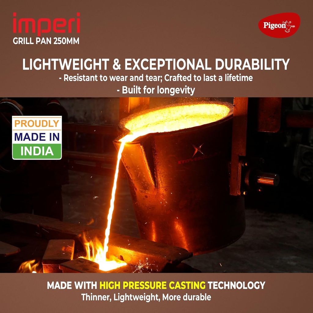 Pigeon by Stovekraft Cast Iron Grill Pan, 25 cm