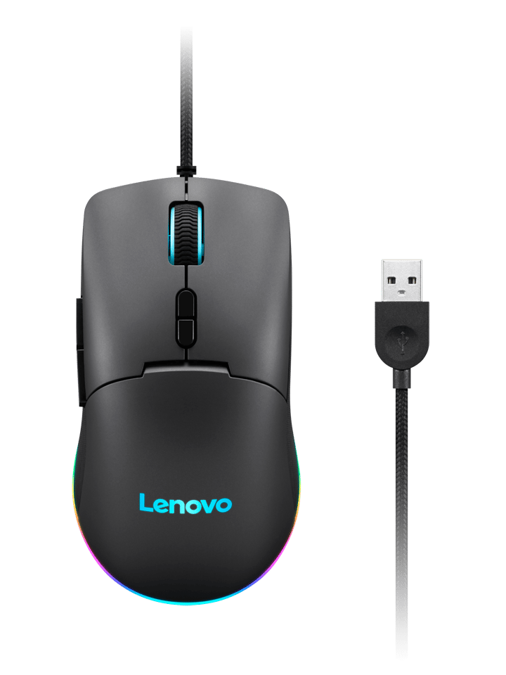 Lenovo M210 RGB Gaming Wired USB Mouse, Ambidextrous, 7-Buttons, 8000 DPI with 4 Levels DPI Switch, 3-Zone RGB Backlight, 3Year Warranty, (GY51M74265)