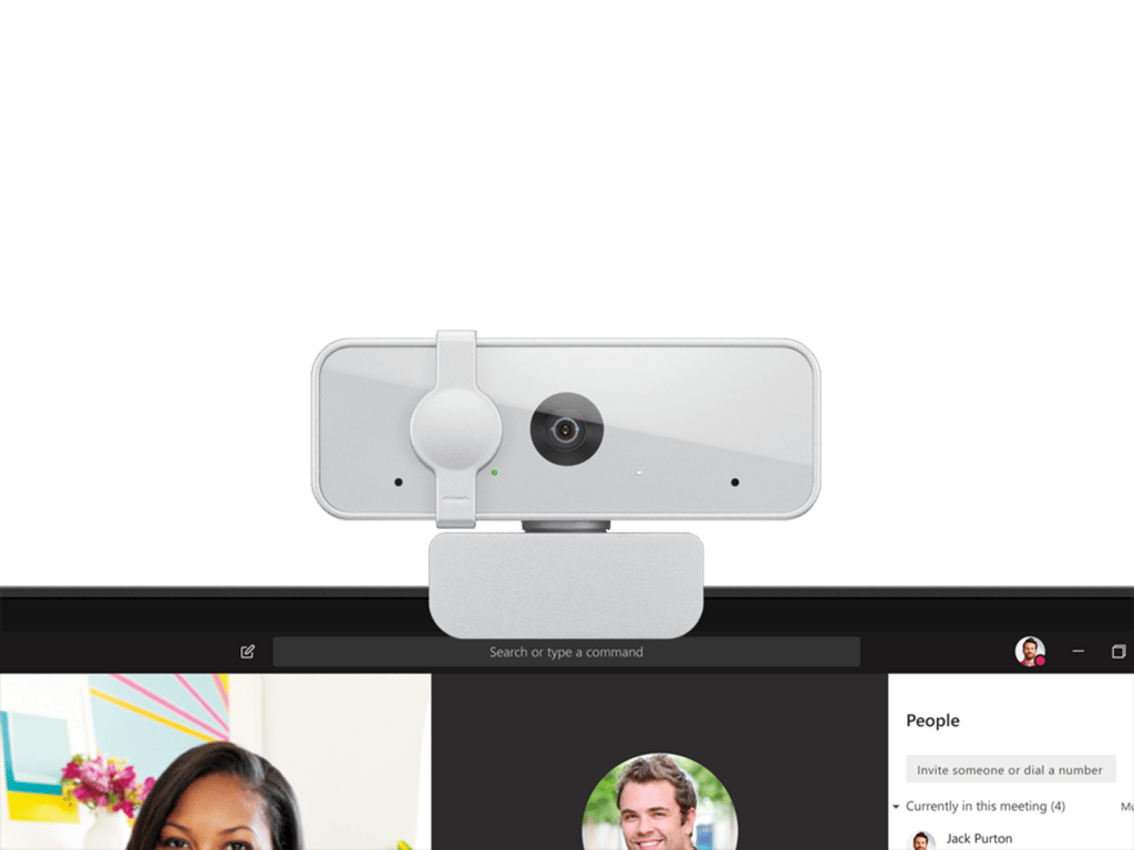 Lenovo 300 FHD Webcam with Full Stereo Dual Built-in mics | FHD 1080P 2.1 Megapixel CMOS Camera |Ultra-Wide 95° Lens, 4X Digital Zoom | 360 Rotation | Flexible Mount | Cloud Grey