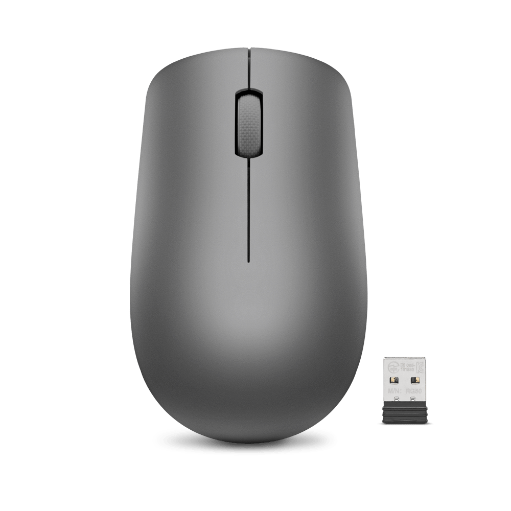 Lenovo 530 Wireless Mouse (Graphite): Ambidextrous, Ergonomic Mouse, Up to 8 Million clicks for Left and Right Buttons, Optical Sensor 1200 DPI, 2.4 GHz Wireless Technology via Nano USB Receiver