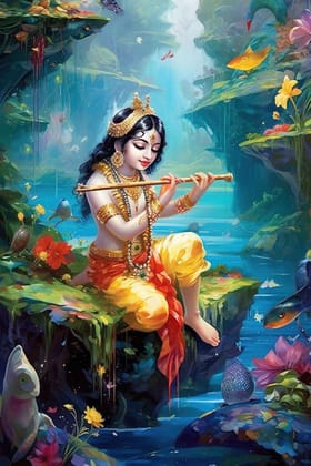 MELODY OF VRINDAVAN 16in X 24in WITH BLACK FRAME