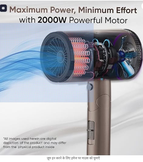 2000W Hair Dryer for Men & Women with 3 Heat & 1 Speed ​​Settings & Cool Shot Button, Blow Dryer for Women, Foldable Hair Dryer with Over Heat Cut-Out, Effortless Hair Style