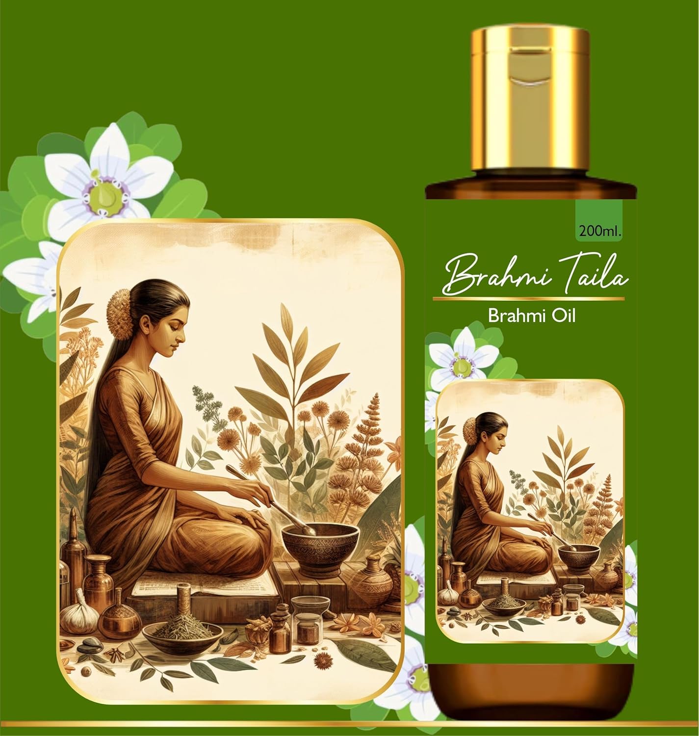 Brahmi Taila Ayurvedic Hair Oil, 200 ml, Traditional Natural Oil