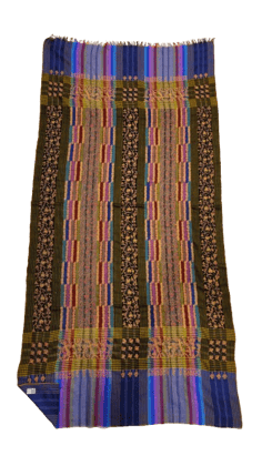 Handwoven Shawl with Intricate Floral & Striped Pattern