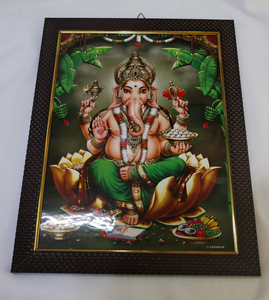 Framed Lord Ganesha Artwork - Blessings & Prosperity - Pooja Needs | Buy online on ZillyBuy