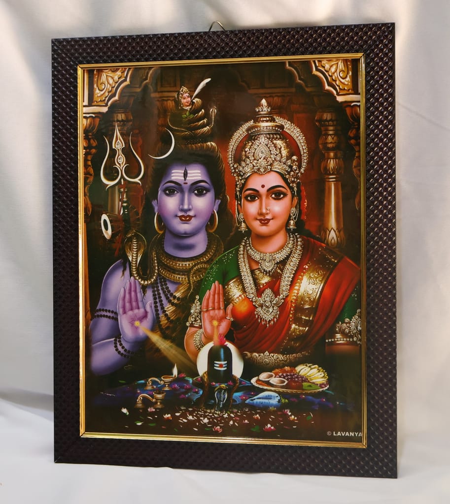 Framed Lord Shiva Parvati Print - Pooja Needs | Buy online on ZillyBuy