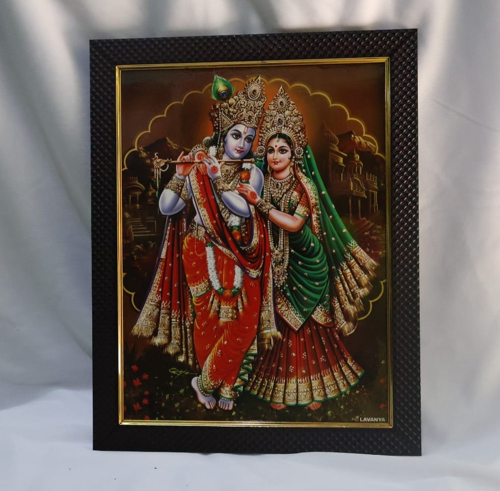Radha Krishna Framed Print - Divine Love and Devotion - Pooja Needs | Buy online on ZillyBuy