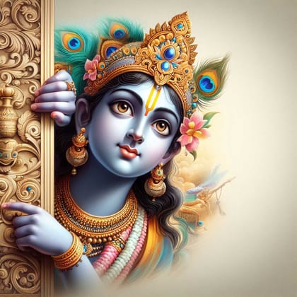 LORD KRISHNA PAINTING 24in X 24in WITH BLACK FRAME