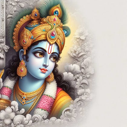 LORD KRISHNA 24in X 24in WITH BLACK FRAME