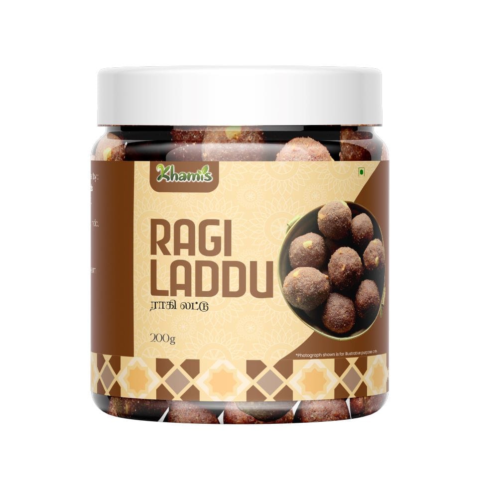 Ragi Laddu (Finger Millet Laddu) – Healthy Sweet with Jaggery | Gluten-Free | Khamis Healthy Foods-200g