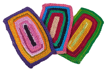Handmade Rag Rugs - Recycled Fabric, Bohemian Style, Eco-Friendly Set of - 3