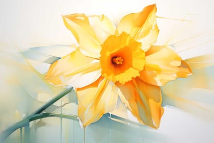 YELLOW DAFFODIL FLORAL ART 24in X 16in WITH BLACK FRAME