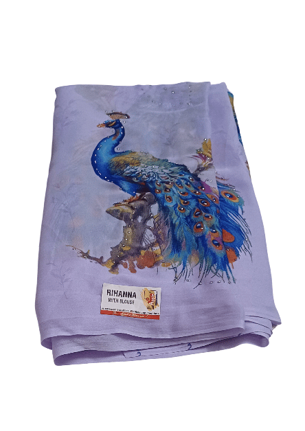 Peacock Printed Saree with Blouse - Elegant Ethnic Wear