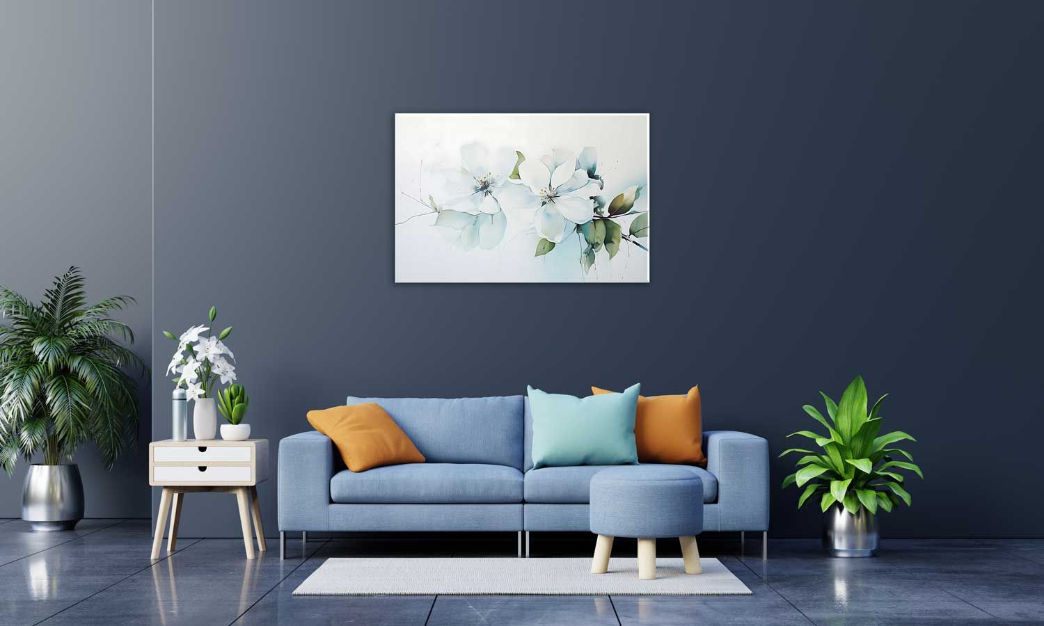 ELEGANT FLORAL ART 24in X 16in WITH BLACK FRAME