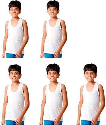 Drako Pack of 5 Boys Cotton Vest ( White )
