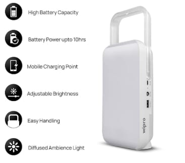 Emergency Rechargeable LED Lantern with 7200 mAh Battery | 122 Individual LED Lights | Brightness Control Feature | in-Built Mobile Charging Point | 15 Watt (Pack of 1) White