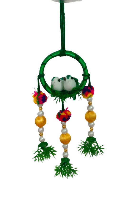 Handmade Bird Nest Dream Catcher with Colorful Embellishments