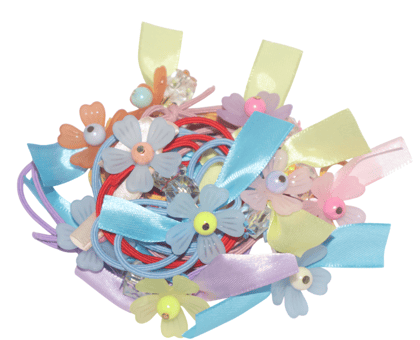 Pastel Floral Hair Ties with Ribbon Accents