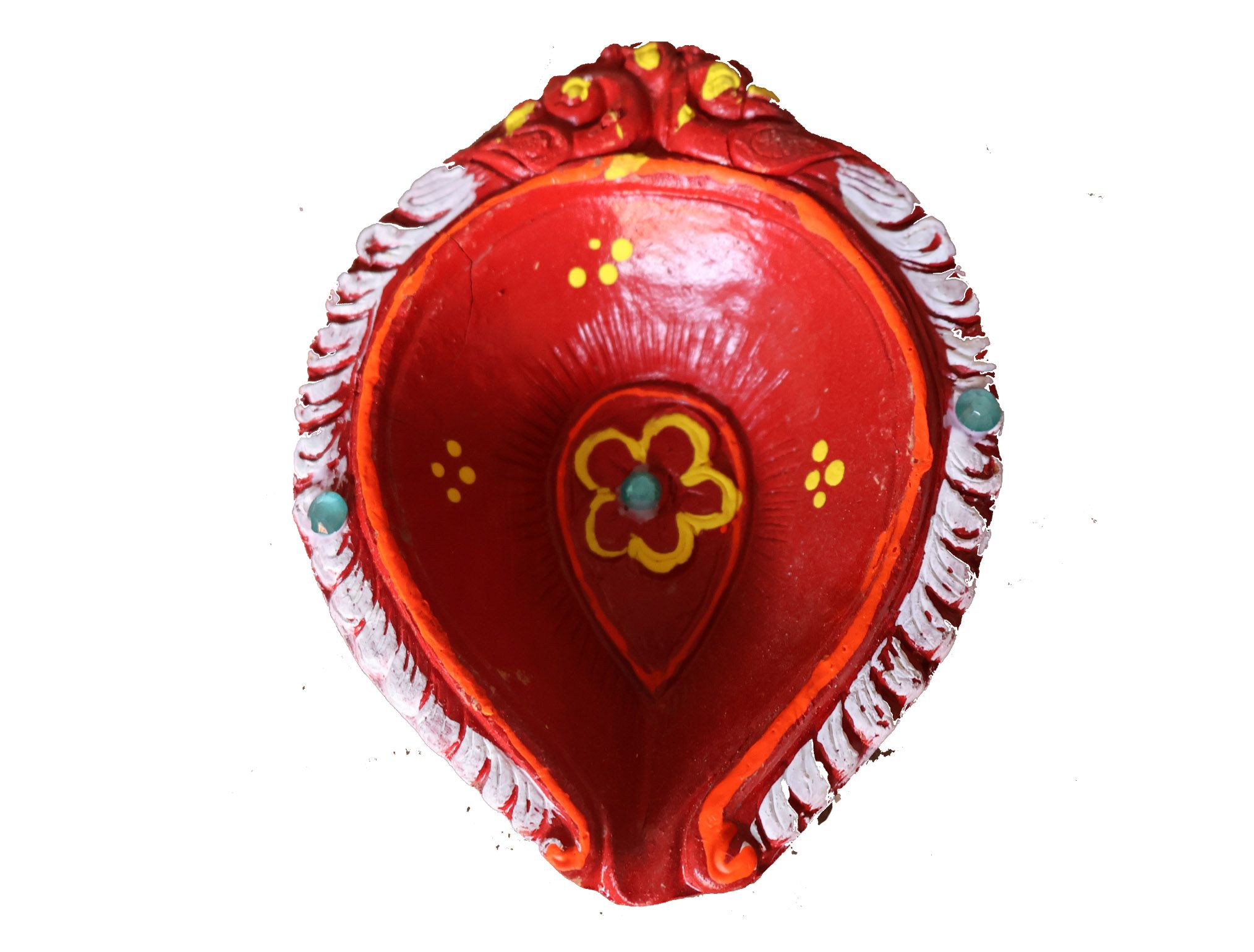 CTR Handcrafted Red Diya Lamp | Traditional Indian Decor