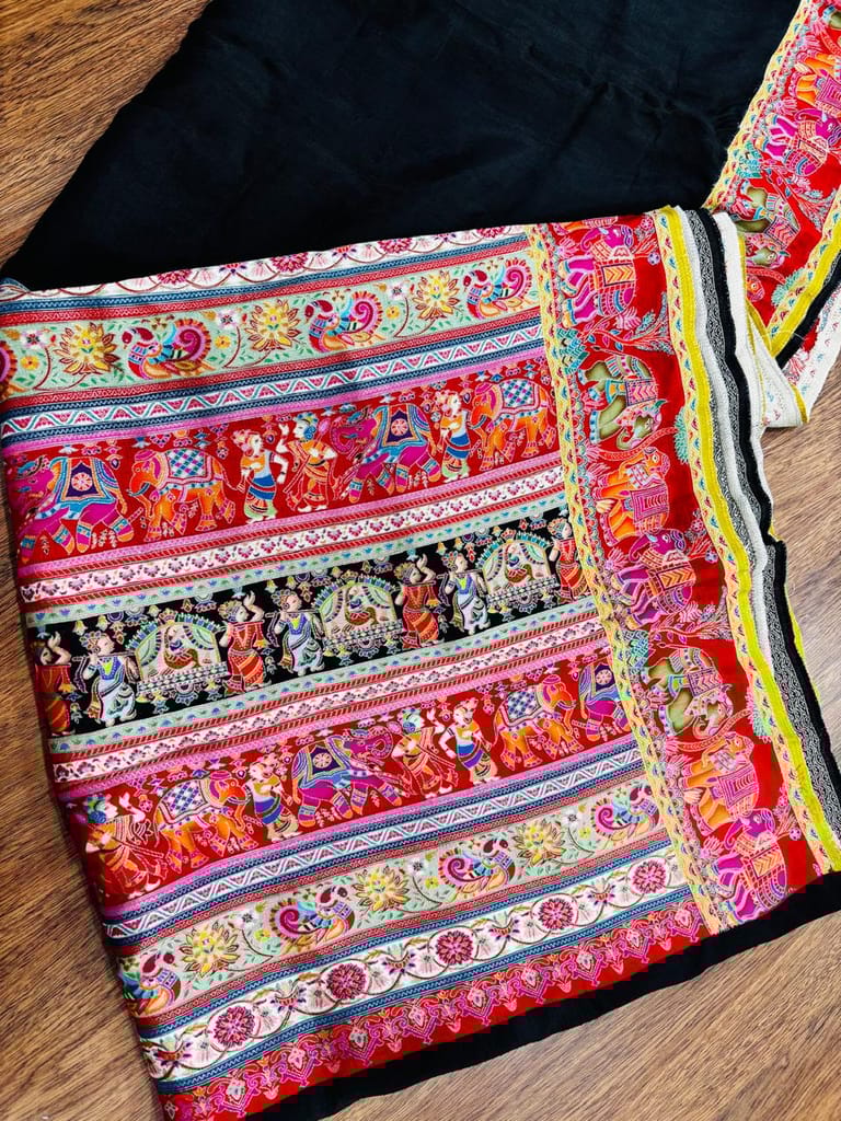 Rajwadi Multicolor Saree – Traditional Rajasthani Motif Drape