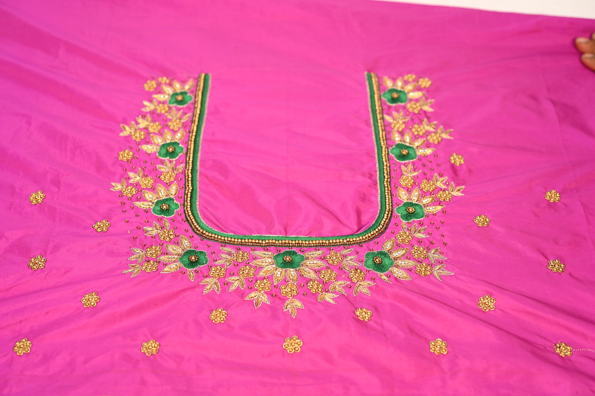 Pink color maggam works blouse