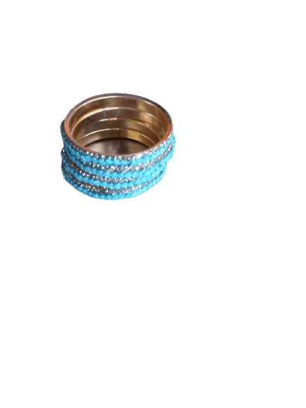 Sky Blue Metal Bangles Set of 4 with Stone Design Size 2-8 - Bangles & Bracelets | Buy online on ZillyBuy