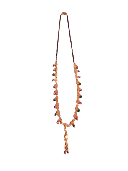 Gold Plated Traditional Mangalsutra Black Beeds Short Chain For Women