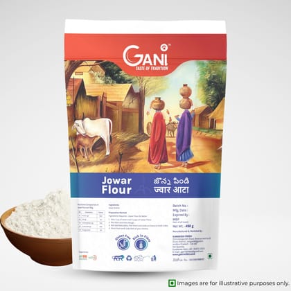 Gani Jowar Flour - 450g | Sorghum Millet Flour Gluten-Free & Rich in Fiber (pack of 3)