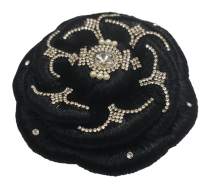 Black Bun Hair Extension with Rhinestones & Pearls Black Bun Hair Extension with Rhinestones & Pearls