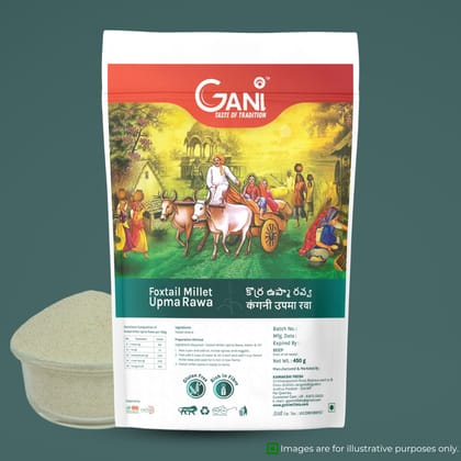 Gani Foxtail Millet Upma Rawa - 450g I Gluten-Free and Rich in Fiber + Gani Jowar Upma Rawa - 450g l Sorghum Millet Upma Rawa l Gluten-Free & Fiber-Rich 