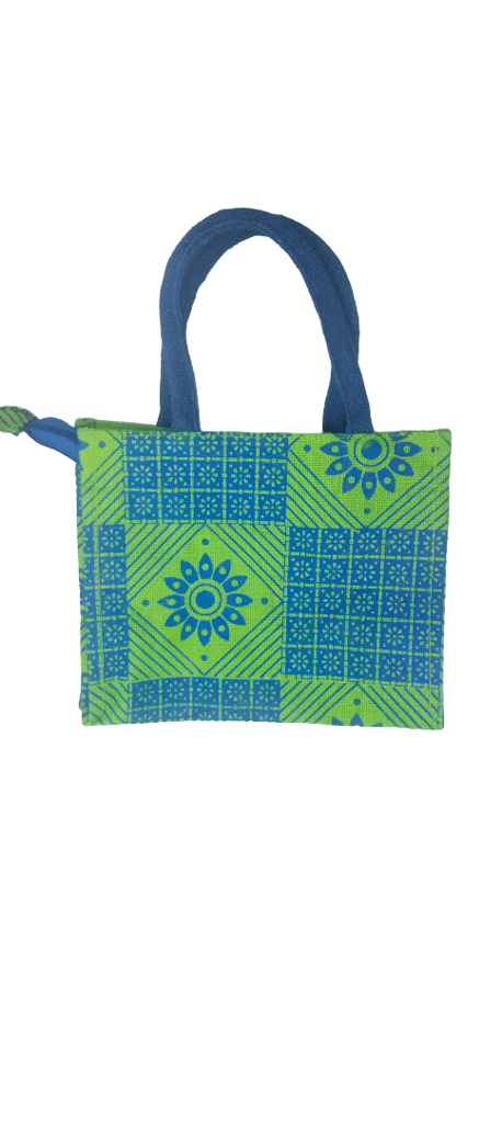 Eco-Friendly Jute Handbag with Floral Pattern