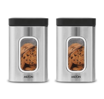 MILTON Steel Clear Square Storage Jar, 2500 ml