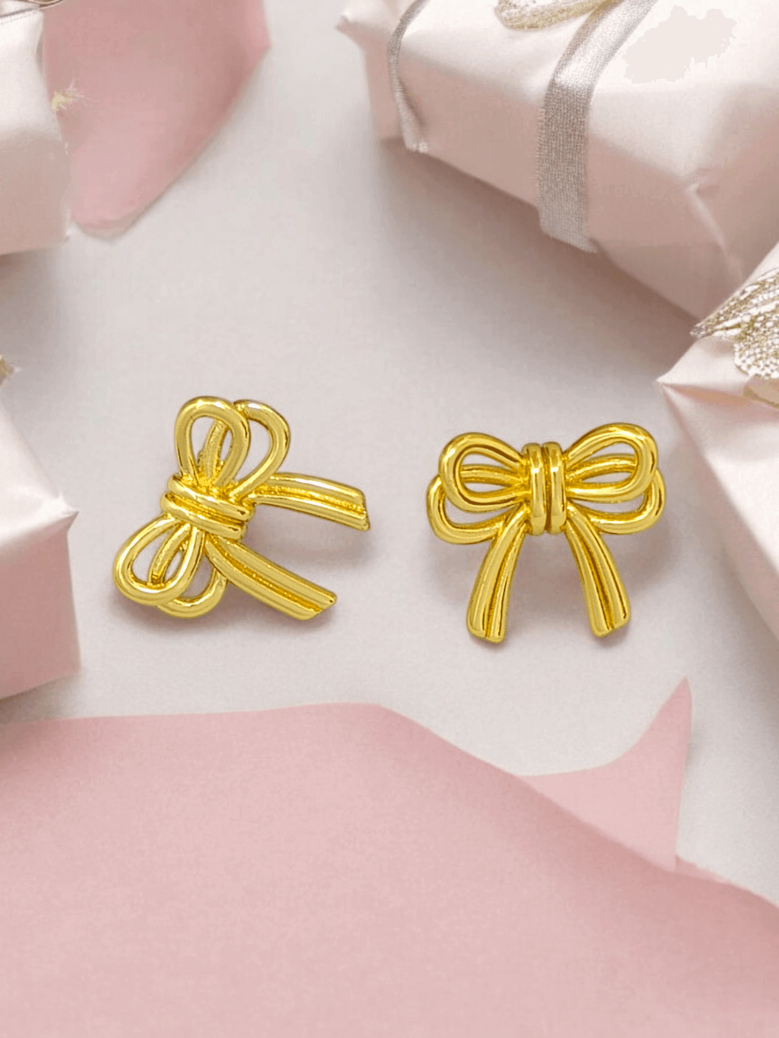 Golden Ribbon Bow Earrings