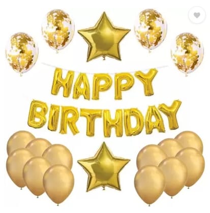 Happy Birthday Combo Set - Gold Balloons + Decor