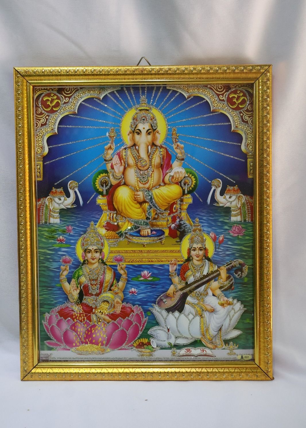 Ganesha, Lakshmi, Saraswati Framed Print - Divine Hindu Gods