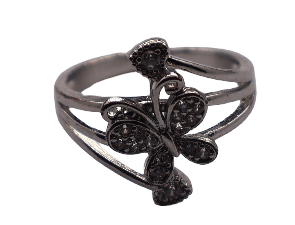 Butterfly Ring: Elegant Silver-Tone Design with Sparkling Accents