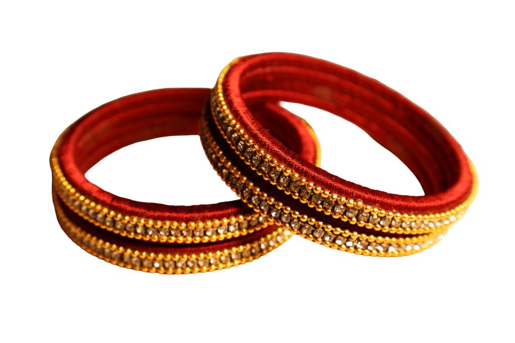 Red & Gold Beaded Bangles - Ethnic Elegance