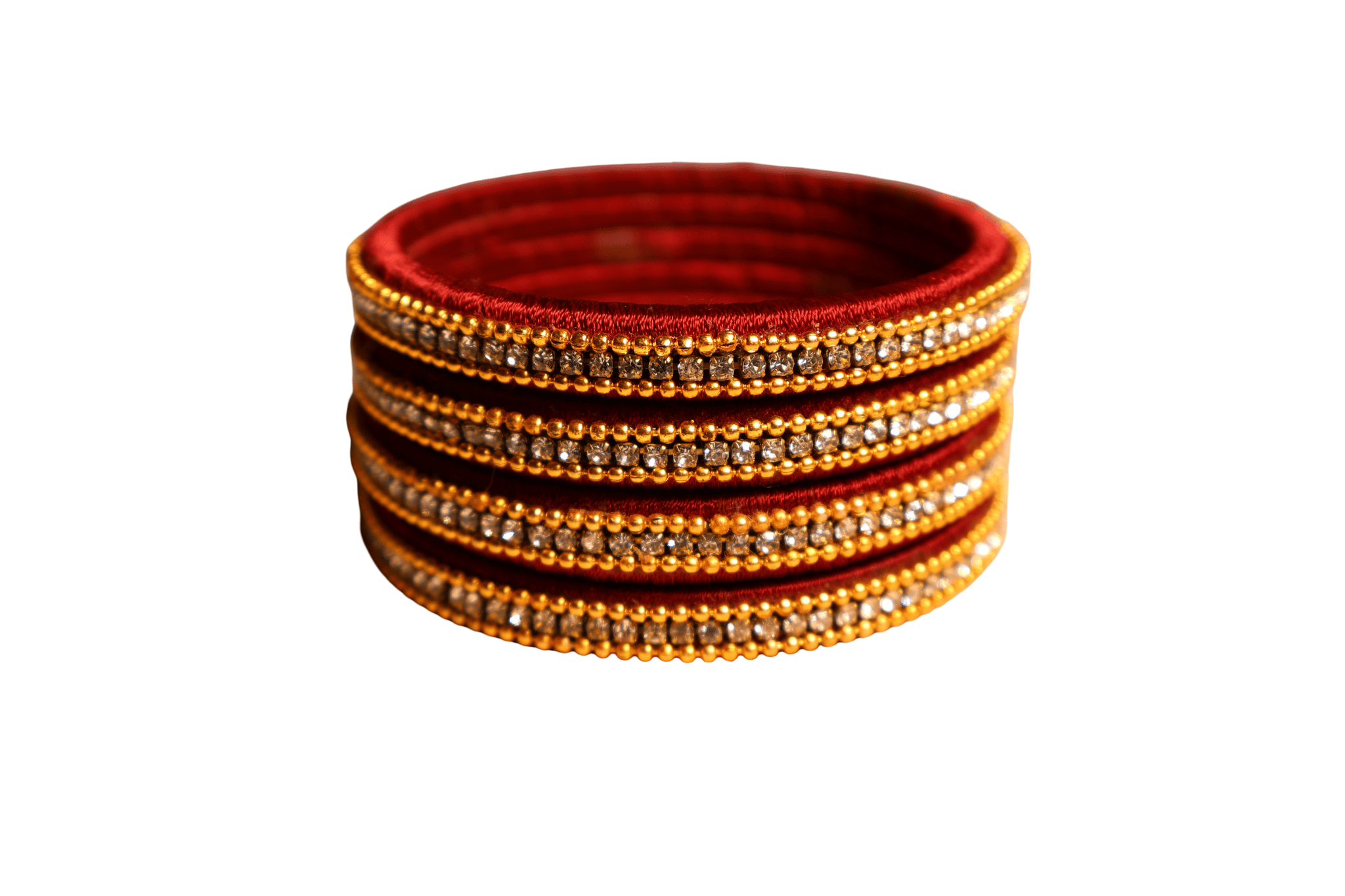 Red & Gold Beaded Bangles - Ethnic Elegance