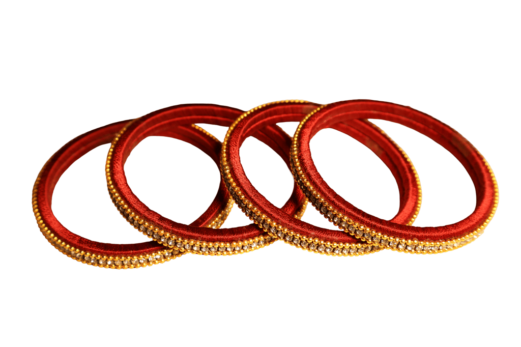 Red & Gold Beaded Bangles - Ethnic Elegance
