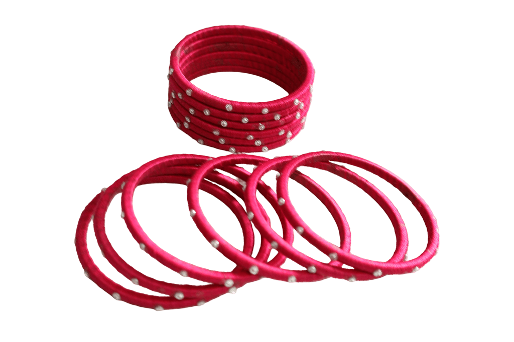 Elegant Red Bangles with Sparkling Embellishments