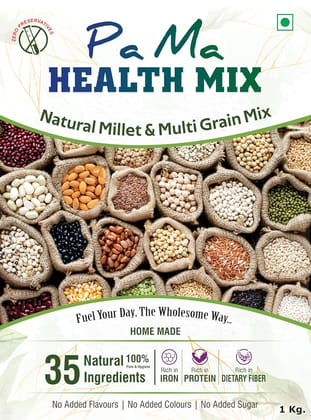 Pa Ma Health Mix Foods Super Easy Ready to Cook Protein Rich Multi Grain and Millet Health Mix Tasty Healthy Millet | Gluten Free | PaMa Health Mix | 1Kg Pa Ma Health Mix Foods Super Easy Ready to Cook Protein Rich Multi Grain and Millet Health Mix Tasty Healthy Millet | Gluten Free | PaMa Health Mix | 1Kg