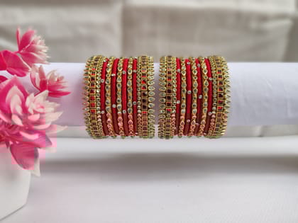 Bridal Set Red & Gold Embellished Bangles - Ethnic & Festive Jewelry
