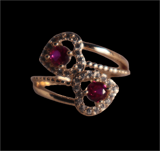 Ruby Heart Ring with White Gemstones