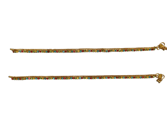 Multi-Color Stone Anklets - Gold Chain - Dazzling Anklet Jewelry - Anklets | Buy online on ZillyBuy