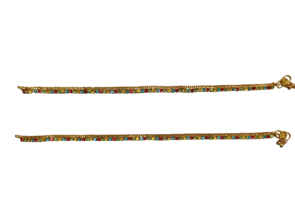 Multi-Color Stone Anklets - Gold Chain - Dazzling Anklet Jewelry