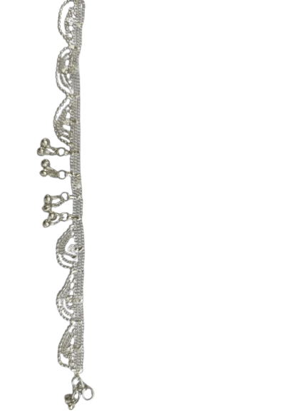 Silver Anklets with Dangling Charms
