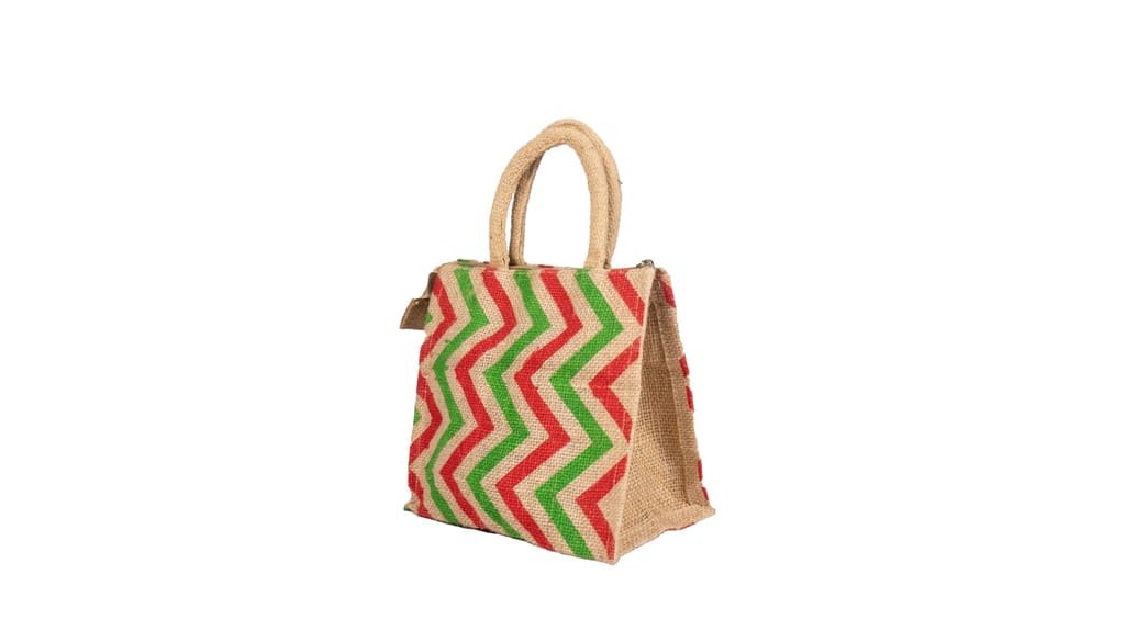 Jute Chevron Print Tote Bag - Eco-Friendly & Stylish
