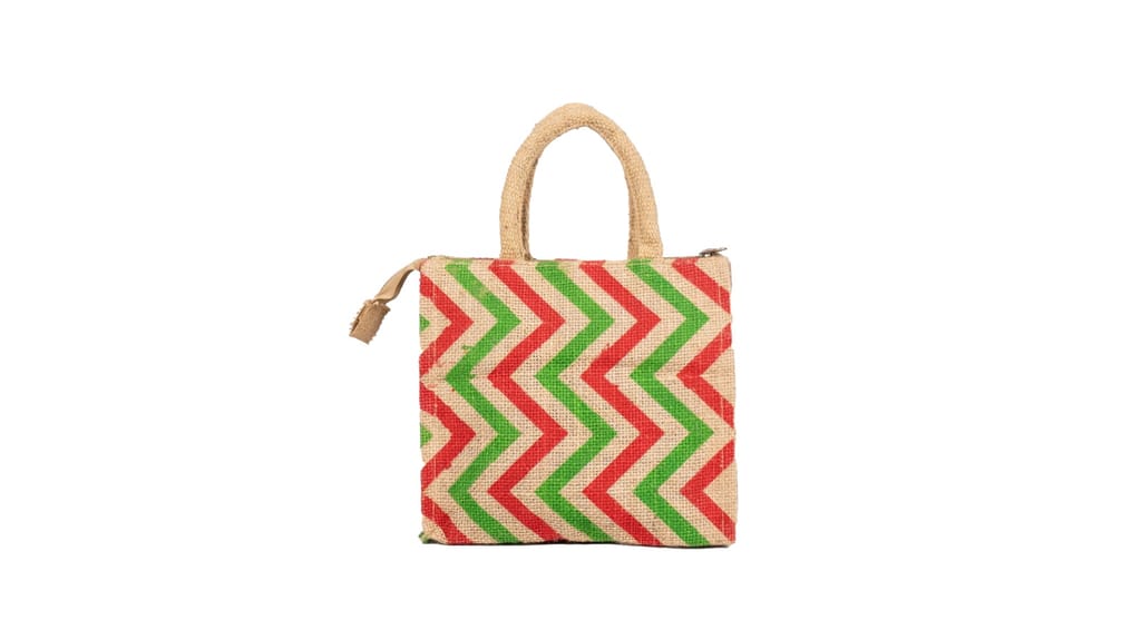 Jute Chevron Print Tote Bag - Eco-Friendly & Stylish