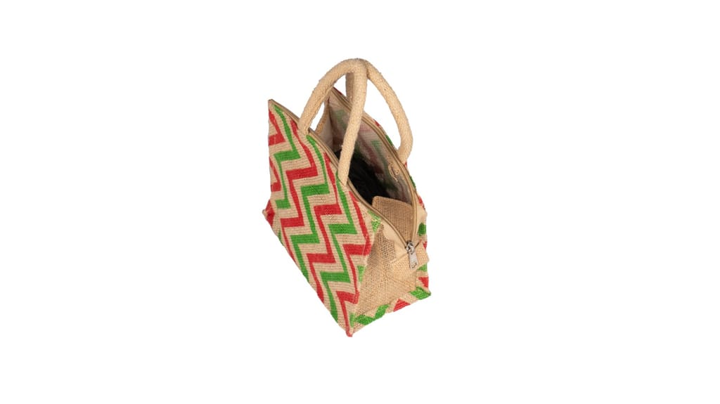 Jute Chevron Print Tote Bag - Eco-Friendly & Stylish